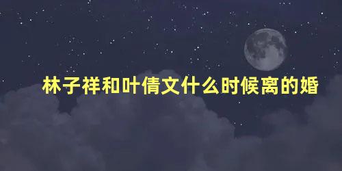 林子祥和叶倩文什么时候离的婚