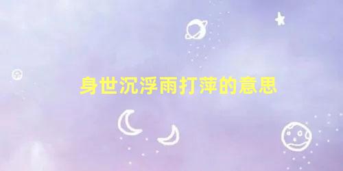 身世沉浮雨打萍的意思