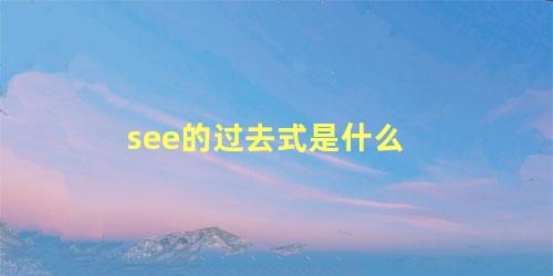 see的过去式是什么