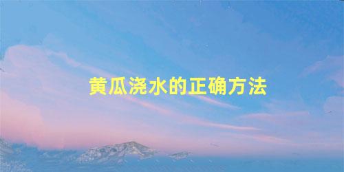 黄瓜浇水的正确方法