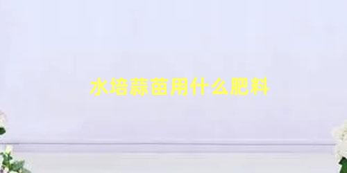 水培蒜苗用什么肥料