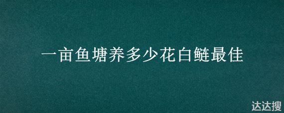 一亩鱼塘养多少花白鲢最佳