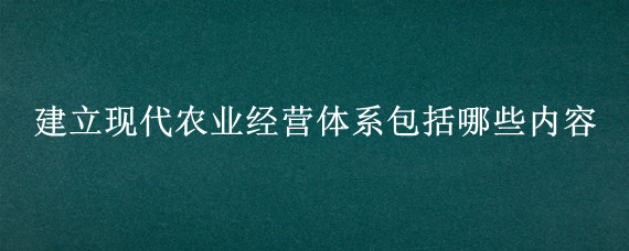 建立现代农业经营体系包括哪些内容