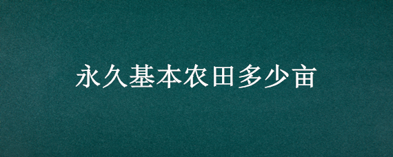 永久基本农田多少亩