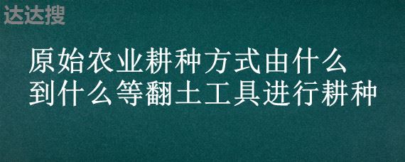 原始农业耕种方式由什么到什么等翻土工具进行耕种